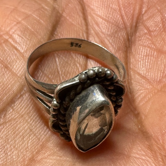 Vintage Silver Ring with Clear Gemstone